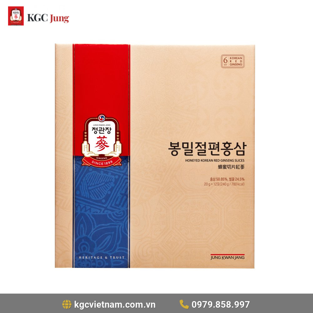 Hồng Sâm Lát Tẩm Mật Ong Honeyed Korean Red Ginseng Slices 12 gói