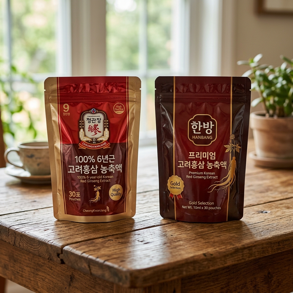 So Sánh Nước Hồng Sâm KGC Jung Kwan Jang & KGS Korean Ginseng Story